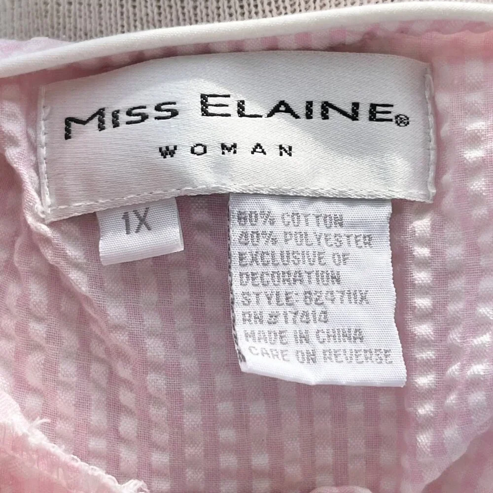 Miss Elaine Womens Zip Front Pink Housecoat Robe‎ Dressing Gown Plus Size 1X
